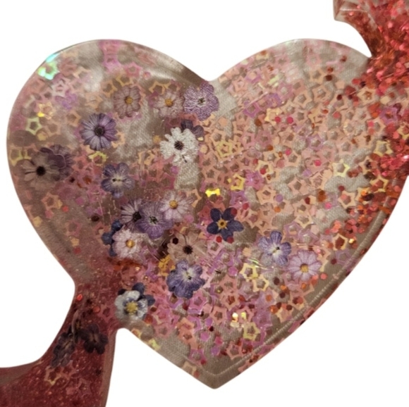 Handmade Resin Pink Glitter LOVE Sign glitter pink Fluid Art Valentine's Day - Picture 4 of 16